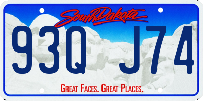 SD license plate 93QJ74