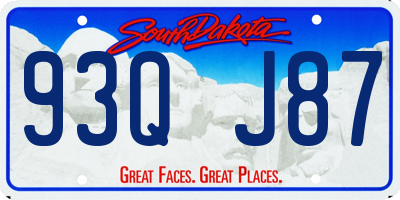 SD license plate 93QJ87