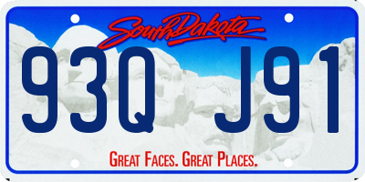 SD license plate 93QJ91
