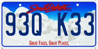 SD license plate 93QK33
