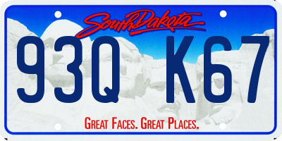 SD license plate 93QK67