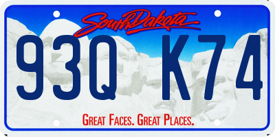 SD license plate 93QK74