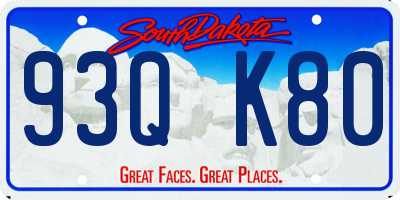 SD license plate 93QK80