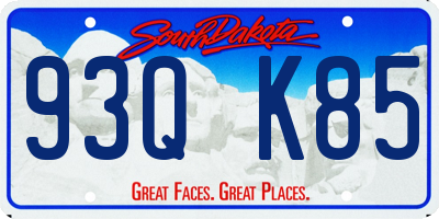 SD license plate 93QK85