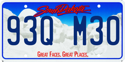 SD license plate 93QM30