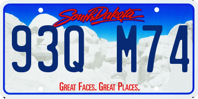 SD license plate 93QM74