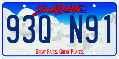 SD license plate 93QN91