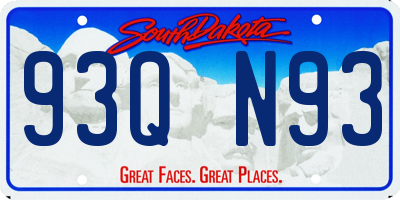 SD license plate 93QN93