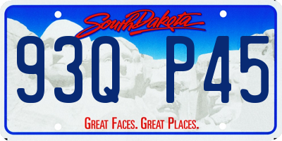 SD license plate 93QP45