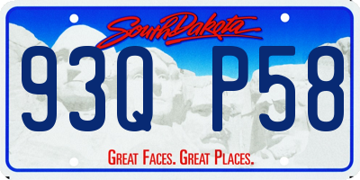 SD license plate 93QP58