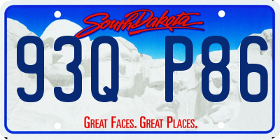 SD license plate 93QP86