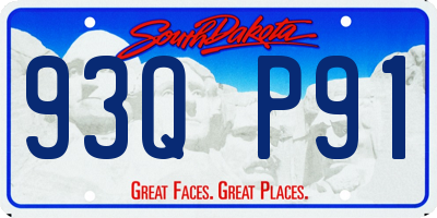 SD license plate 93QP91