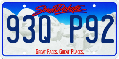 SD license plate 93QP92