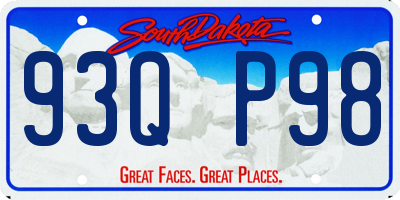 SD license plate 93QP98
