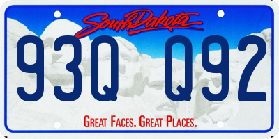 SD license plate 93QQ92