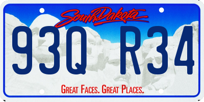 SD license plate 93QR34