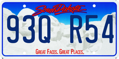 SD license plate 93QR54