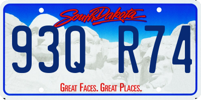 SD license plate 93QR74