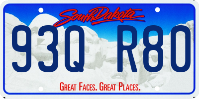 SD license plate 93QR80