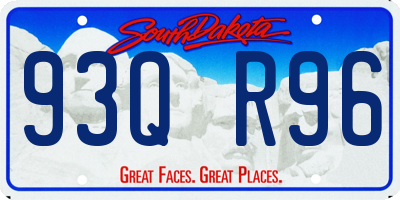 SD license plate 93QR96