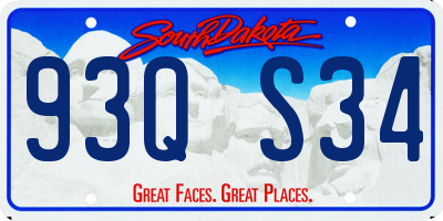 SD license plate 93QS34