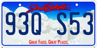 SD license plate 93QS53