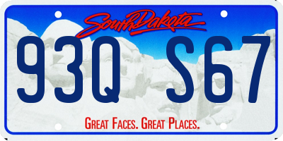 SD license plate 93QS67