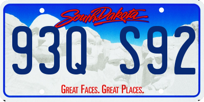 SD license plate 93QS92