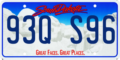 SD license plate 93QS96