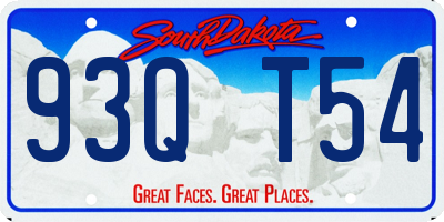 SD license plate 93QT54
