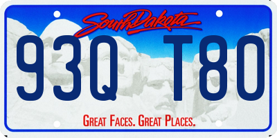 SD license plate 93QT80