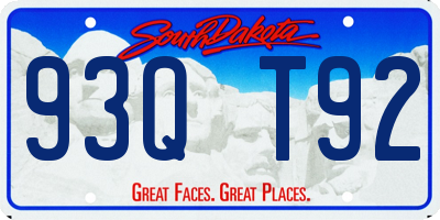 SD license plate 93QT92