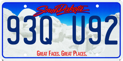 SD license plate 93QU92