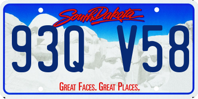 SD license plate 93QV58