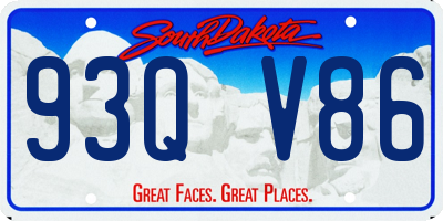 SD license plate 93QV86
