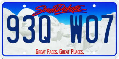 SD license plate 93QW07