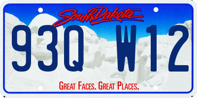 SD license plate 93QW12