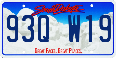 SD license plate 93QW19