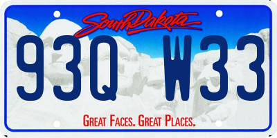 SD license plate 93QW33