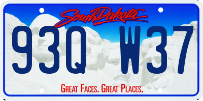 SD license plate 93QW37