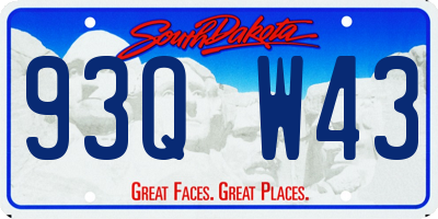 SD license plate 93QW43