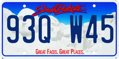 SD license plate 93QW45