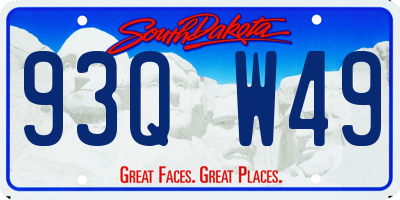 SD license plate 93QW49