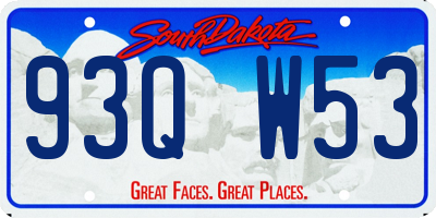SD license plate 93QW53