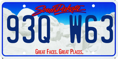 SD license plate 93QW63