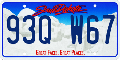 SD license plate 93QW67