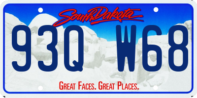 SD license plate 93QW68