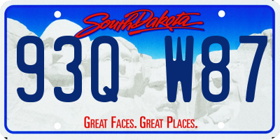 SD license plate 93QW87