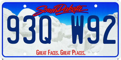SD license plate 93QW92