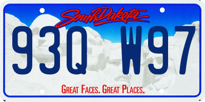 SD license plate 93QW97